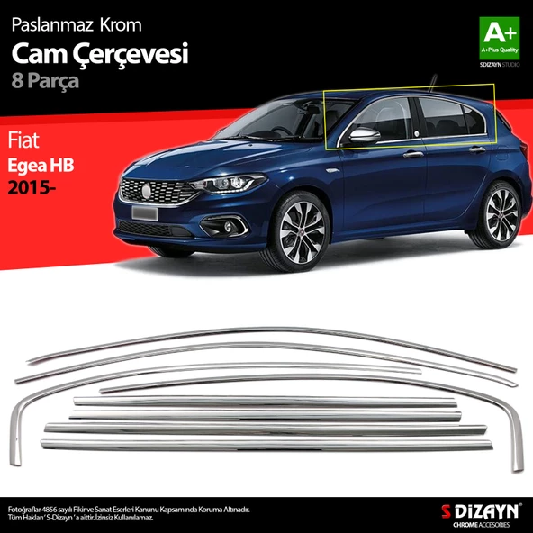 S-Dizayn Fiat Egea HB Krom Cam Çerçevesi 8 Prç. 2015-2020 A+ Kalite ürün görseli 1