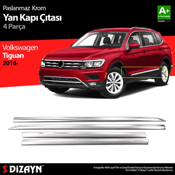 S-Dizayn VW Tiguan Krom Yan Kapı Çıtası 4 Prç. 2016-2020 ürün görseli 1