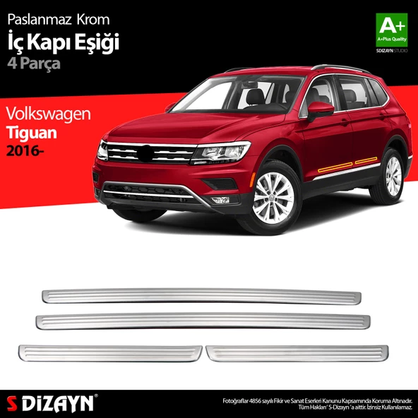 S-Dizayn VW Tiguan Krom İç Kapı Eşiği 4 Prç. 2016-2024 ürün görseli 1