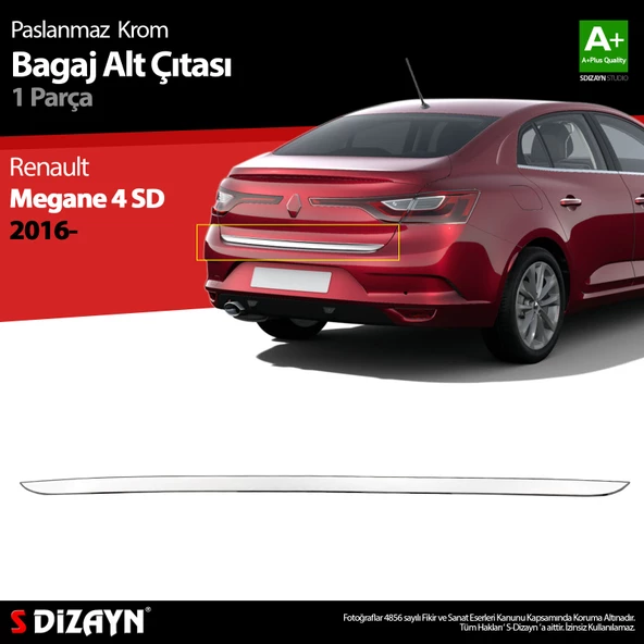 S-Dizayn Renault Megane 4 SD Krom Bagaj Alt Çıtası 2016-2020 ürün görseli 1
