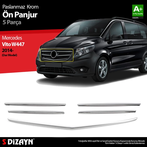 S-Dizayn Vito W447 Krom Ön Panjur Dar Model 5 Prç. 2014-2020 ürün görseli 1