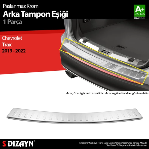 S-Dizayn Chevrolet Trax Krom Arka Tampon Eşiği 2013-2022 ürün görseli 1