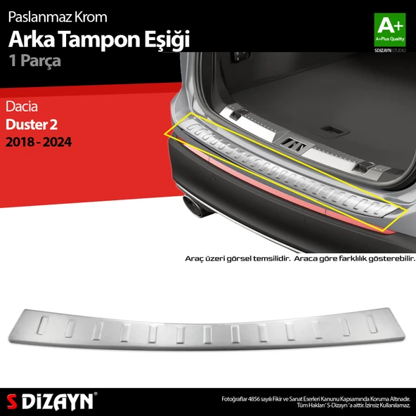 S-Dizayn Dacia Duster Krom Arka Tampon Eşiği 2018-2023 ürün görseli 1