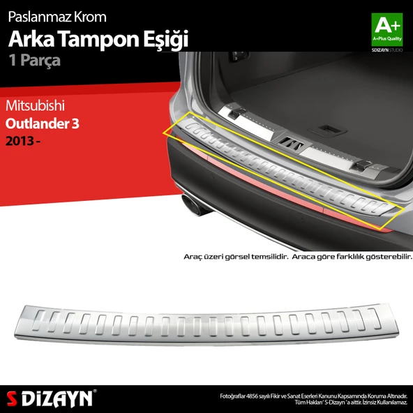 S-Dizayn Mitsubishi Outlander 3 Krom Arka Tampon Eşiği 2013-2019 ürün görseli 1