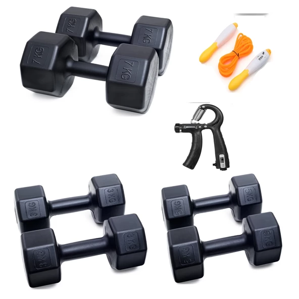 Ps Spor 3 Çift Dambıl Sayaçlı Ayarlanabilir El Yayı Sayaçlı Atlama Ipi (3 Kg 5 Kg 7 Kg) ürün görseli 1