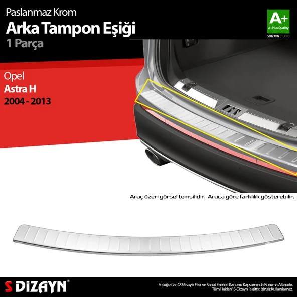 S-Dizayn Opel Astra H Station Wagon Krom Arka Tampon Eşiği 2004-2013 ürün görseli 1