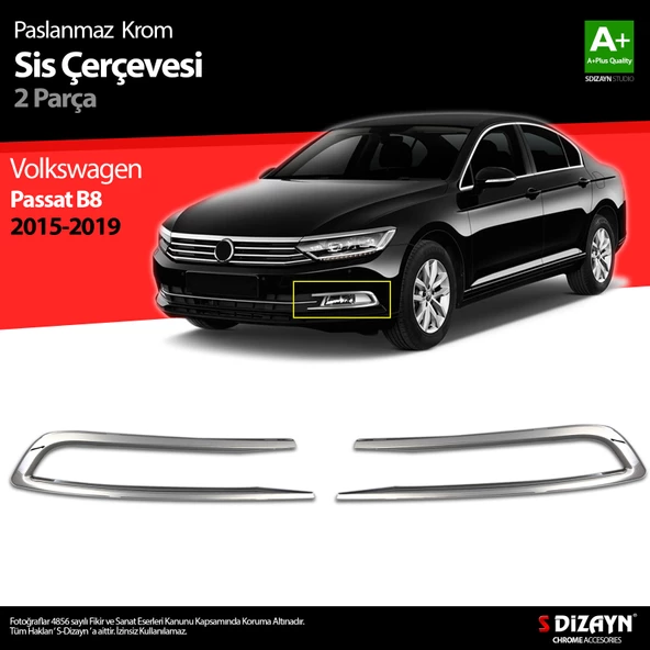 S-Dizayn VW Passat B8 Krom Sis Farı Çerçevesi 2 Parça 2015-2019 ürün görseli 1