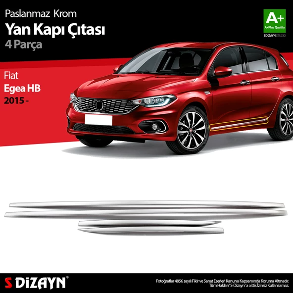 S-Dizayn Fiat Egea HB Krom Yan Kapı Çıtası 4 Prç. 2015-2020 ürün görseli 1