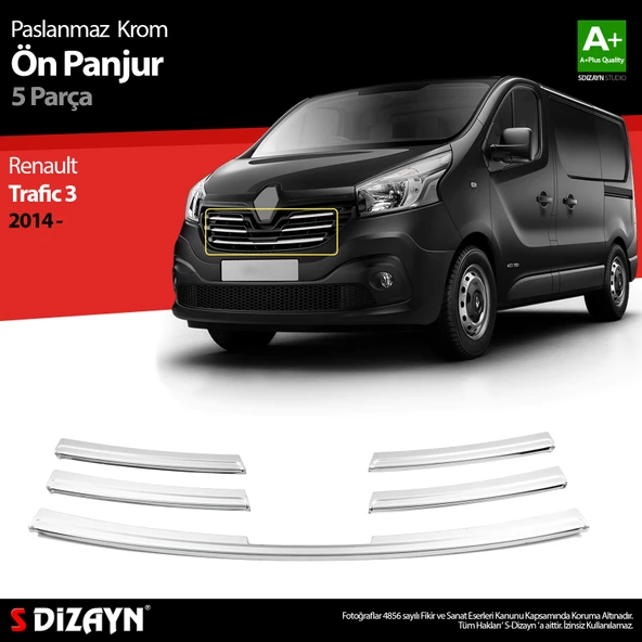 S-Dizayn Renault Trafic Krom Ön Panjur 5 Prç. 2015-2020 ürün görseli 1