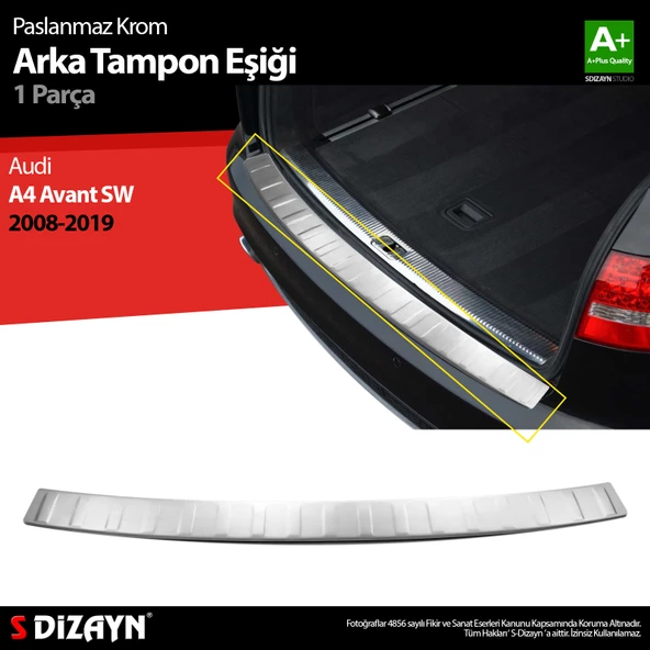 S-Dizayn Audi A4 Avant SW Krom Arka Tampon Eşiği 2008-2019 ürün görseli 1