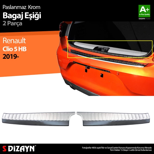 S-Dizayn Renault Clio 5 Krom Bagaj İç Eşiği 2 Prç.2019 Üzeri ürün görseli 1