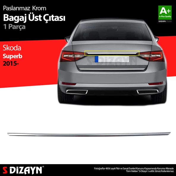 S-Dizayn Skoda Superb Krom Bagaj Çıtası 2015-2023 ürün görseli 1