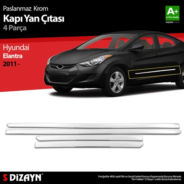 S-Dizayn Hyundai Elantra Krom Kapı Yan Çıtası 2011-2016 ürün görseli 1