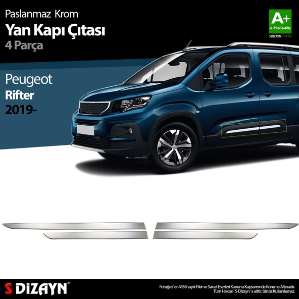 S-Dizayn Peugeot Rifter Krom Yan Kapı Çıtası 4 Prç. 2019 Üzeri ürün görseli 1