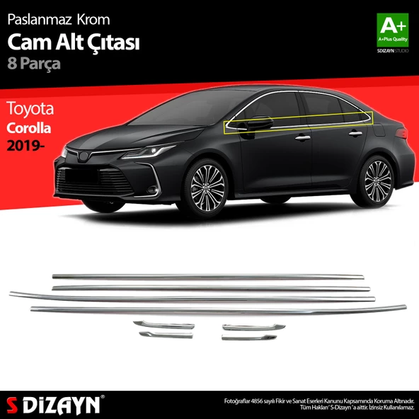 S-Dizayn Toyota Corolla Krom Cam Çıtası 8 Prç. 2019 Üzeri ürün görseli 1