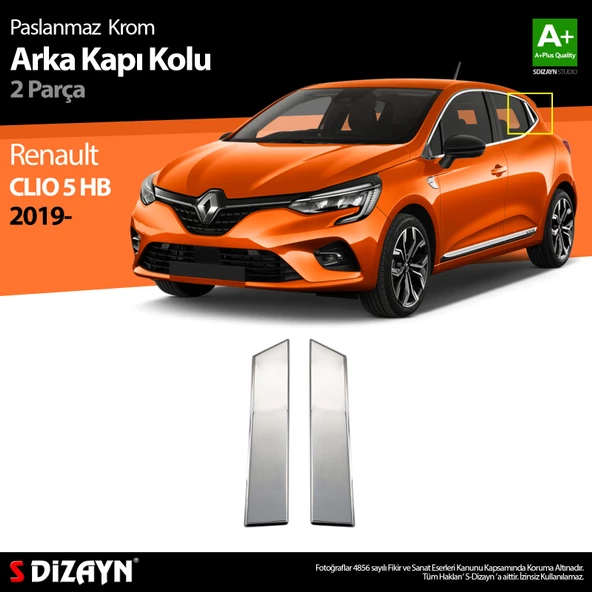 S-Dizayn Renault Clio 5 Krom Kapı Kolu Arka 2 Prç. 2019 Üzeri ürün görseli 1