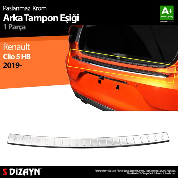 S-Dizayn Renault Clio 5 Krom Arka Tampon Eşiği 2019 Üzeri ürün görseli 1