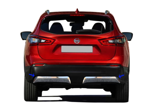 S-Dizayn Nissan Qashqai Krom Arka Difüzör 2 Prç. 2017-2021 ürün görseli 1
