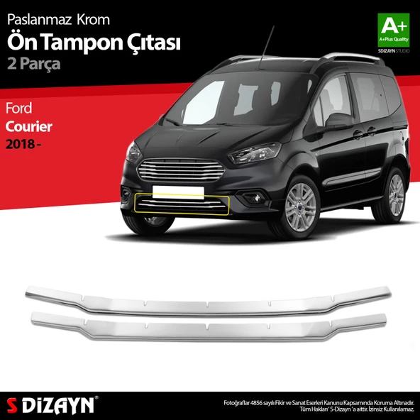 S-Dizayn Ford Courier Krom Ön Tampon Çıtası 2 Prç. 2018-2022 ürün görseli 1