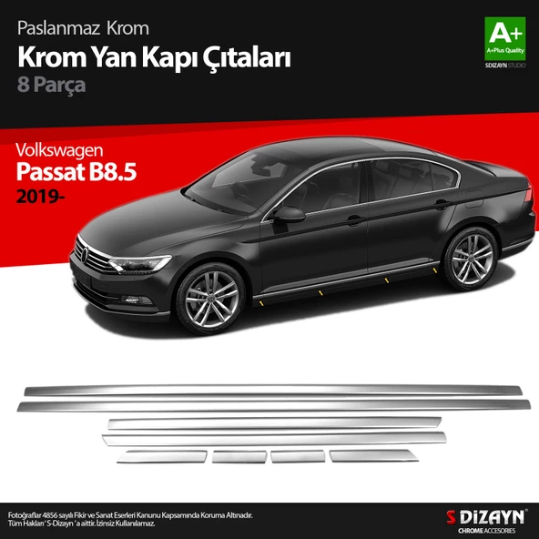S-Dizayn VW Passat B8.5 Krom Yan Kapı Çıtası 8 Parça 2019-2023 ürün görseli 1