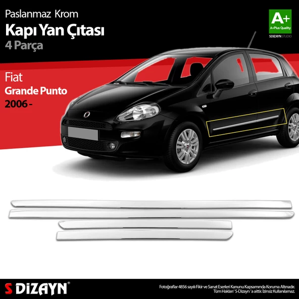 S-Dizayn Fiat Grande Punto Krom Kapı Yan Çıtası 2006-2018 ürün görseli 1