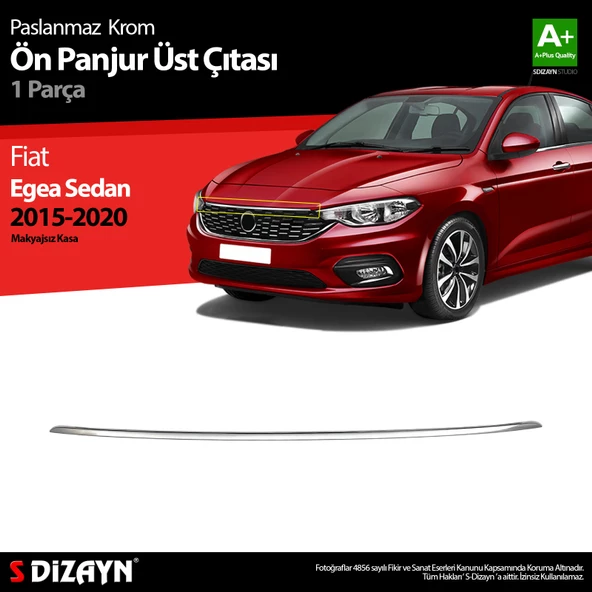 S-Dizayn Fiat Egea Sedan Krom Ön Panjur Üst Çıtası 2015-2020 ürün görseli 1