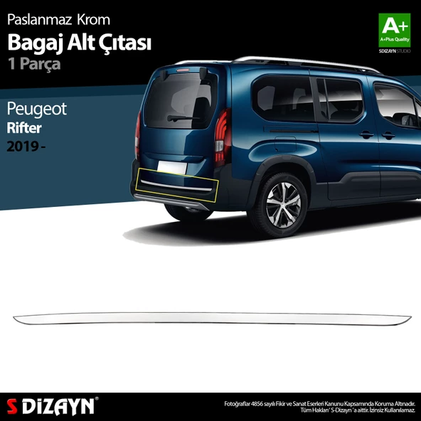 S-Dizayn Peugeot Rifter Krom Bagaj Alt Çıtası 2019 Üzeri ürün görseli 1