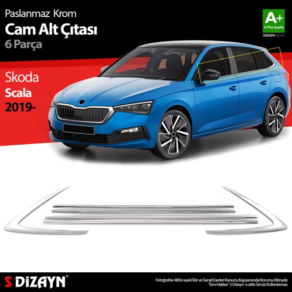 S-Dizayn Skoda Scala Krom Cam Çıtası 6 Prç 2019-2023 ürün görseli 1