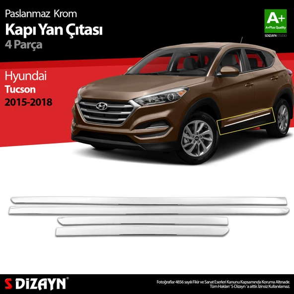 S-Dizayn Hyundai Tucson Krom Kapı Yan Çıtası 4 Prç 2015-2018 ürün görseli 1