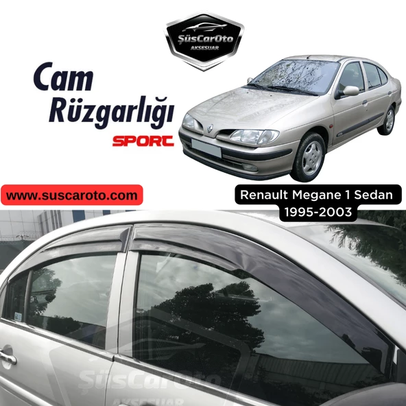 Renault Megane 1 1995-2003 Sedan Uyumlu Mugen Cam Rüzgarlığı Seti Piano Black 4'lü İthal Parlak Siyah ürün görseli 1