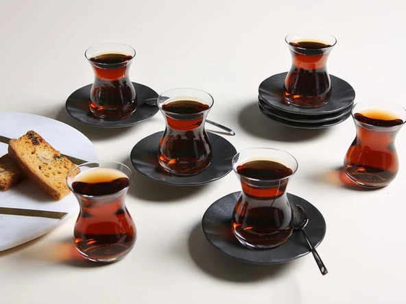 PORLAND SEASONS SİYAH 12 PARÇA 6 KİŞİLİK ÇAY TAKIMI ürün görseli 1