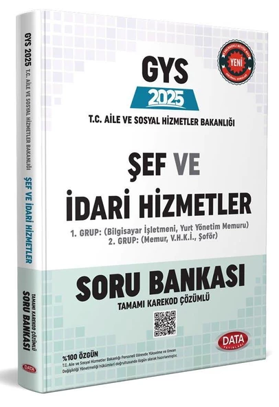 T.C. Aile ve Sosyal Hizmet Bakanlığı GYS Şef ve İdari Hizmetler Tamamı Çözümlü Soru Bankası Data ürün görseli 1