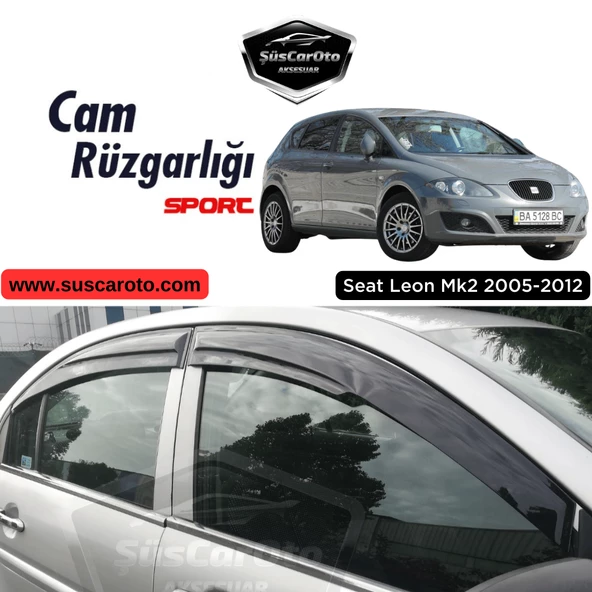 Seat Leon Mk2 2005-2012 Uyumlu Mugen Cam Rüzgarlığı Seti Piano Black 4'lü İthal Parlak Siyah ürün görseli 1