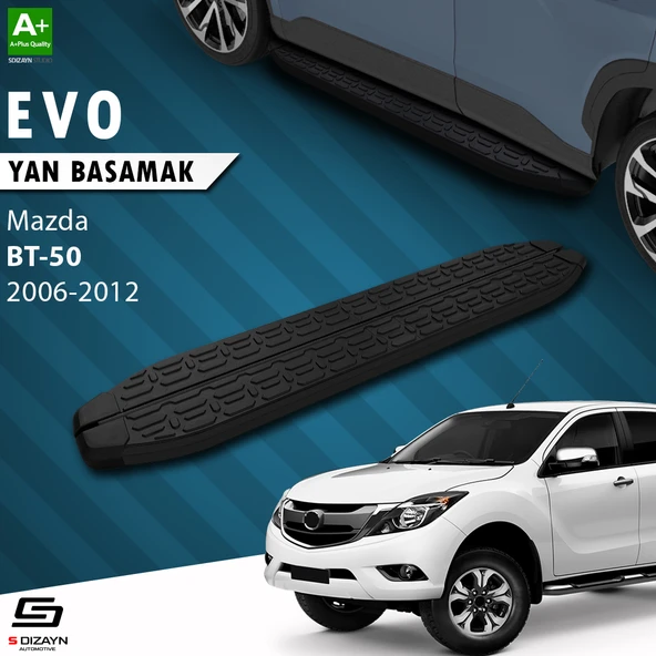 S-Dizayn Mazda BT-50 Pick-Up Evo Siyah Yan Basamak 193 Cm 2006-2012 A+ Kalite ürün görseli 1