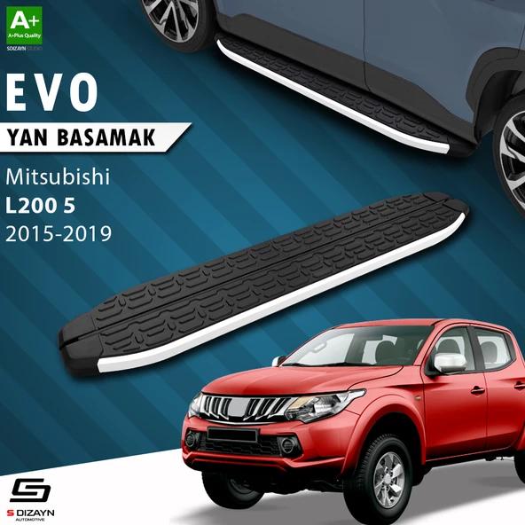 S-Dizayn Mitsubishi L200 5 Evo Aluminyum Yan Basamak 193 Cm 2015-2019 A+ Kalite ürün görseli 1