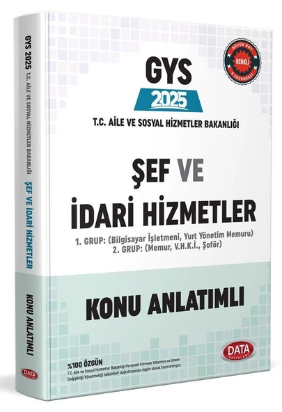 T.C. Aile ve Sosyal Hizmet Bakanlığı GYS Şef ve İdari Hizmetler Tamamı Çözümlü Konu Anlatımlı Data ürün görseli 1