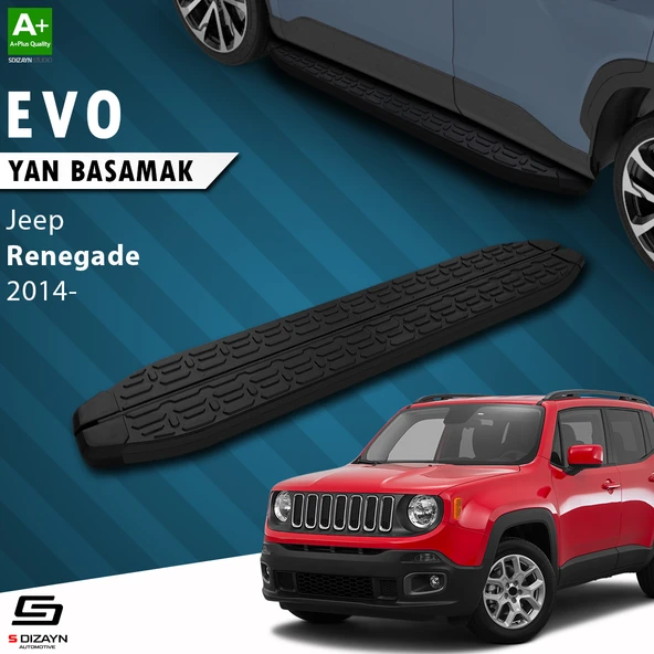 S-Dizayn Jeep Renegade Evo Siyah Yan Basamak 173 Cm 2014 Üzeri A+ Kalite ürün görseli 1