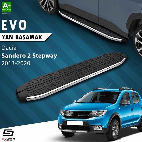 S-Dizayn Dacia Sandero 2 Stepway Evo Krom Yan Basamak 173 Cm 2013-2020 A+ Kalite ürün görseli 1