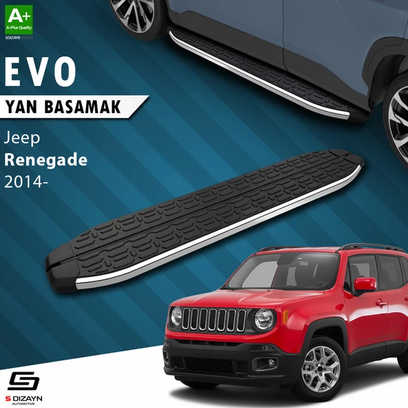 S-Dizayn Jeep Renegade Evo Krom Yan Basamak 173 Cm 2014 Üzeri A+ Kalite ürün görseli 1