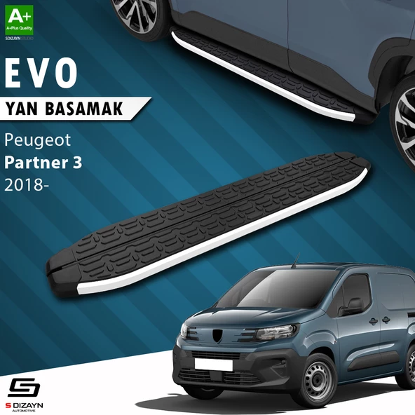 S-Dizayn Peugeot Partner 3 Uzun Şase Evo Aluminyum Yan Basamak 213 Cm 2018 Üzeri A+ Kalite ürün görseli 1