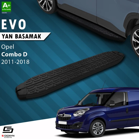 S-Dizayn Opel Combo D Uzun Şase Evo Siyah Yan Basamak 223 Cm 2011-2018 A+ Kalite ürün görseli 1