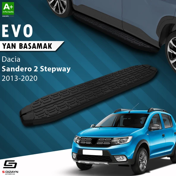 S-Dizayn Dacia Sandero 2 Stepway Evo Siyah Yan Basamak 173 Cm 2013-2020 A+ Kalite ürün görseli 1