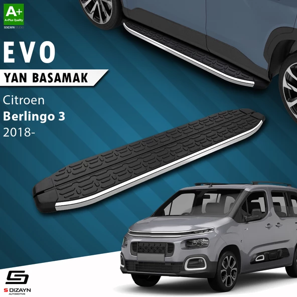 S-Dizayn Citroen Berlingo 3 Evo Krom Yan Basamak 203 Cm 2018 Üzeri A+ Kalite ürün görseli 1