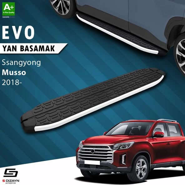 S-Dizayn Ssangyong Musso Evo Aluminyum Yan Basamak 203 Cm 2018 Üzeri A+ Kalite ürün görseli 1