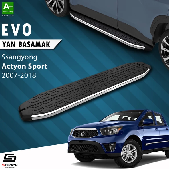 S-Dizayn Ssangyong Actyon Sports Evo Krom Yan Basamak 203 Cm 2007-2018 A+ Kalite ürün görseli 1