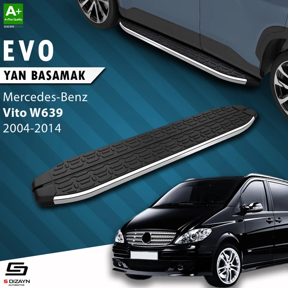 S-Dizayn Vito W639 Kısa Şase Evo Krom Yan Basamak 233 Cm 2004-2014 A+ Kalite ürün görseli 1
