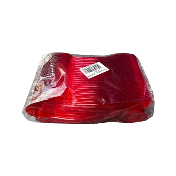 Plastik Şeffaf Kırmızı Sup Kaşık - Tatlı Dondurma Kaşığı - 12.5 Cm. - 50 Adetlik Paket ürün görseli 1