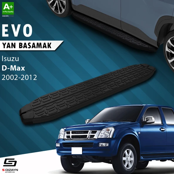 S-Dizayn Isuzu D-Max Evo Siyah Yan Basamak 203 Cm 2002-2012 A+ Kalite ürün görseli 1