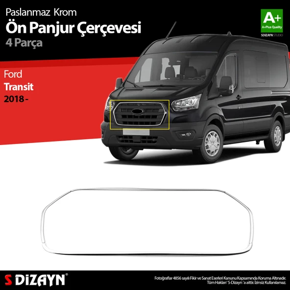 S-Dizayn Ford Transit Krom Ön Panjur Çerçevesi 4 Prç. 2018 ve Üzeri ürün görseli 1