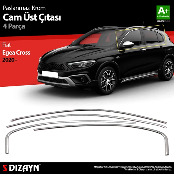 S-Dizayn Fiat Egea Cross Krom Cam Üst Çıtası 4 Prç. 2020 Üzeri ürün görseli 1